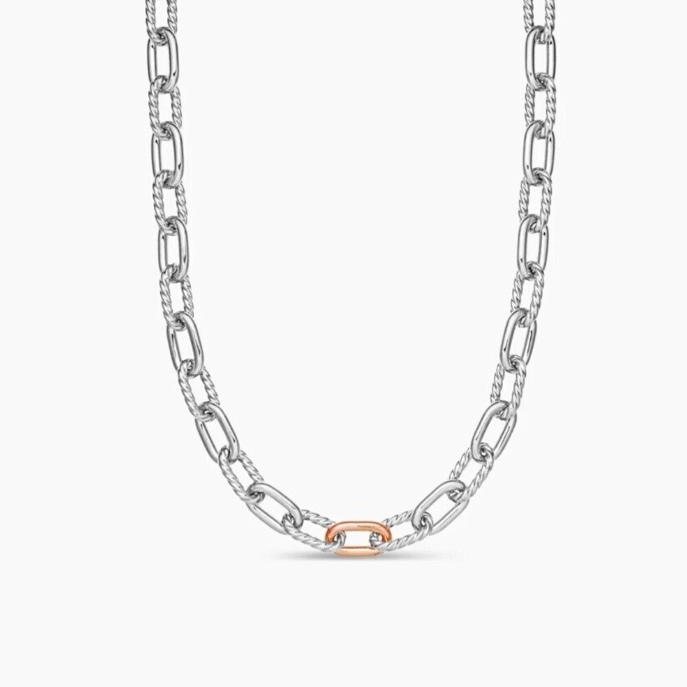 David Yurman Rose Gold Two-Tone Madison Chain Necklace